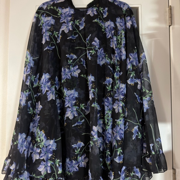 Mac Duggal Black and Blue Floral Mini Dress